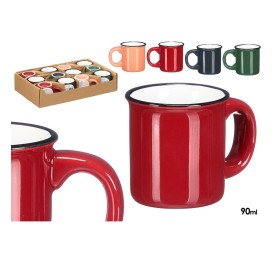 TAZA CAFE 90ML ASA BORDE NEGRO SURT 4 COL OSCUROS