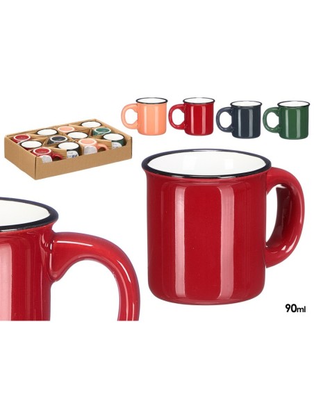 TAZA CAFE 90ML ASA BORDE NEGRO SURT 4 COL OSCUROS