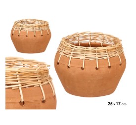 JARRON INDALO BARRO MIMBRE 25X17CM