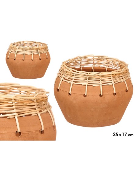 JARRON INDALO BARRO MIMBRE 25X17CM