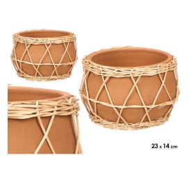 JARRON INDALO BARRO MIMBRE 23X14CM