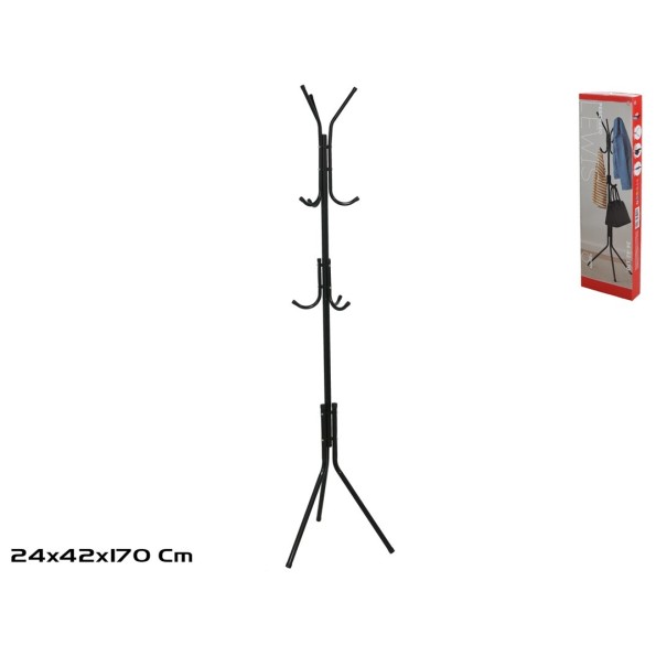 PERCHERO METAL C/9 GANCHOS LEWIS D25X42X170CM NEGRO