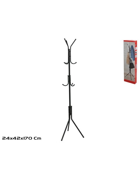 PERCHERO METAL C/9 GANCHOS LEWIS D25X42X170CM NEGRO