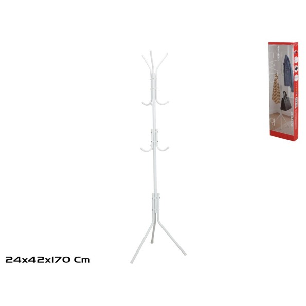 PERCHERO METAL C/9 GANCHOS LEWIS D25X42X170CM BLANCO