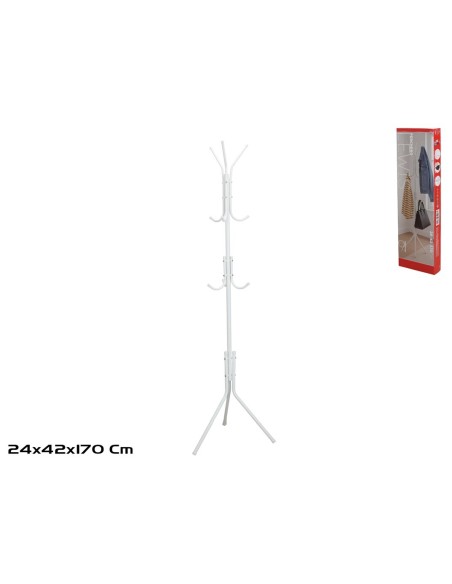 PERCHERO METAL C/9 GANCHOS LEWIS D25X42X170CM BLANCO