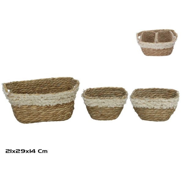 CESTA X3 NATURAL 29X21X12/14CM  LULA