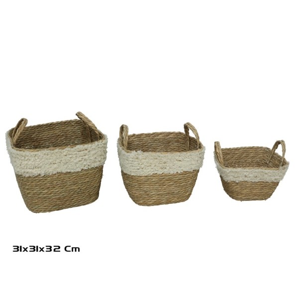CESTA X3 NATURAL 31X31X24/32CM  LULA