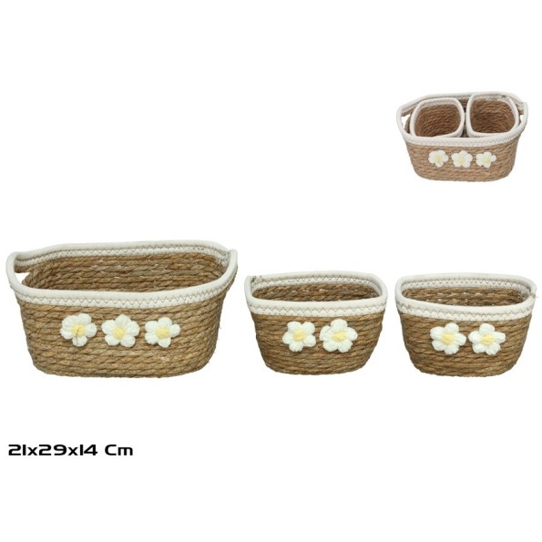 CESTA X3 NATURAL 29X21X12/14CM  CAMPO