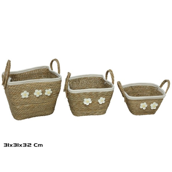 CESTA X3 NATURAL 31X31X24/32CM  CAMPO