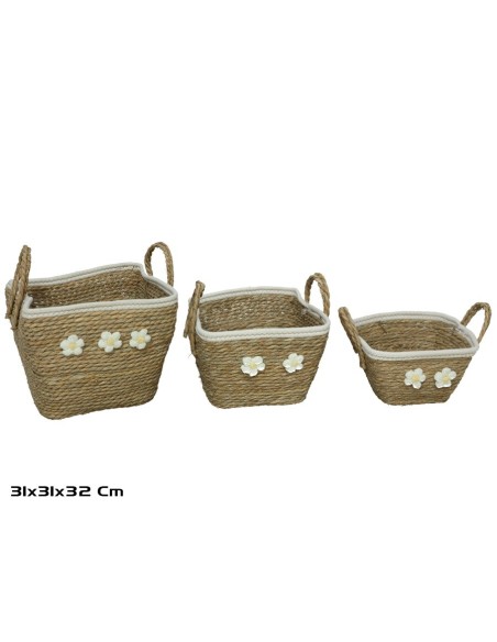 CESTA X3 NATURAL 31X31X24/32CM  CAMPO