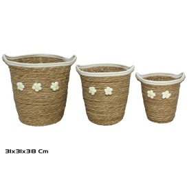 CESTA X3 NATURAL 31X31X35/38CM  CAMPO