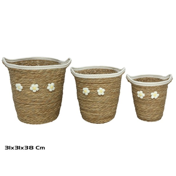 CESTA X3 NATURAL 31X31X35/38CM  CAMPO