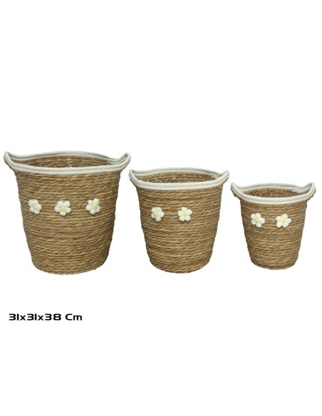 CESTA X3 NATURAL 31X31X35/38CM  CAMPO