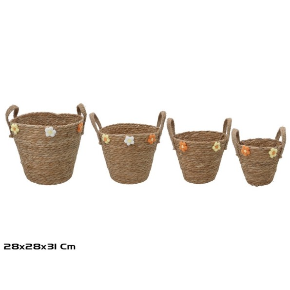 CESTA X4 REDONDA CON ASAS 28X28X25/31CM LAURA
