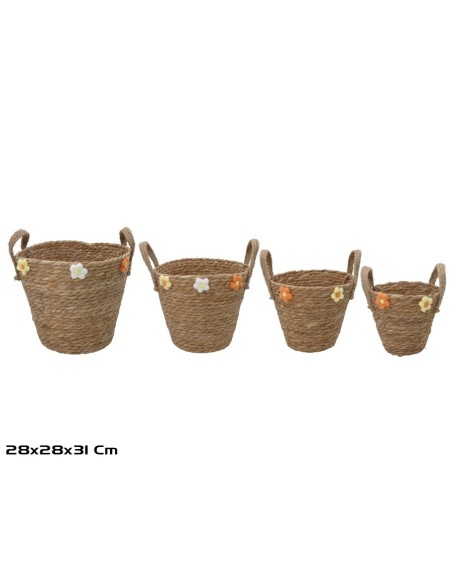 CESTA X4 REDONDA CON ASAS 28X28X25/31CM LAURA