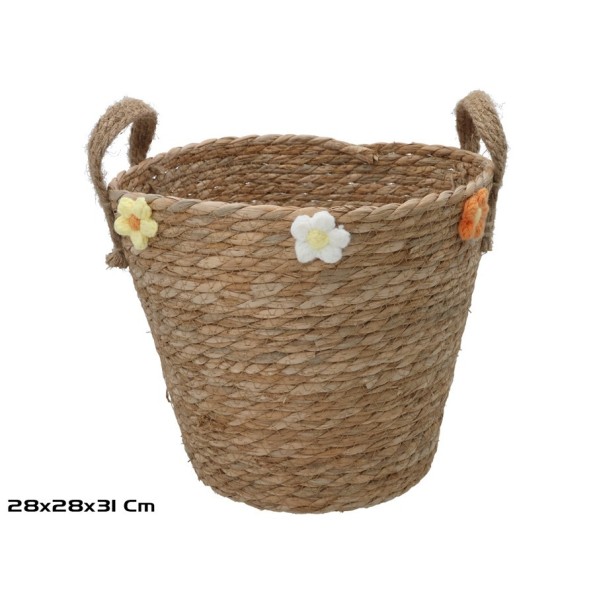 CESTA REDONDA CON ASAS 28X28X25/31CM LAURA