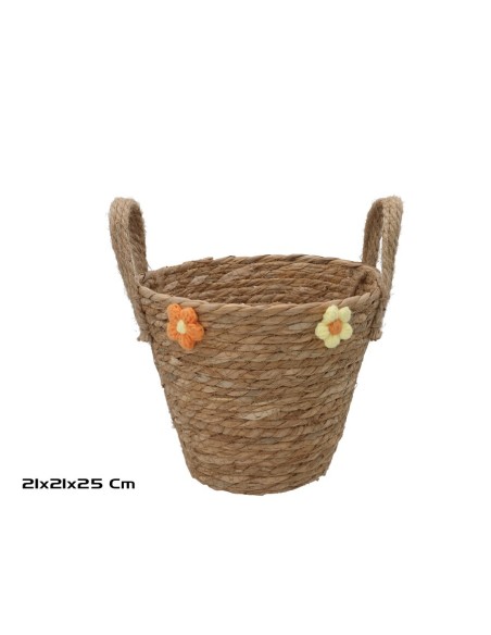 CESTA REDONDA CON ASAS 21X21X19/25CM LAURA