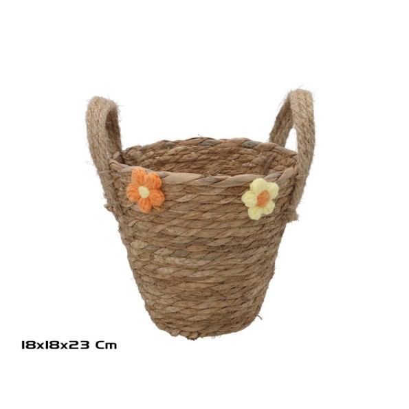 CESTA REDONDA CON ASAS 18X18X17/23CM LAURA