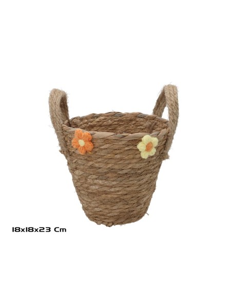 CESTA REDONDA CON ASAS 18X18X17/23CM LAURA