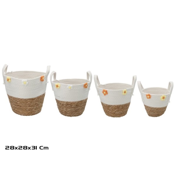 CESTA X4 REDONDA CON ASAS 28X28X25/31CM ELOISA