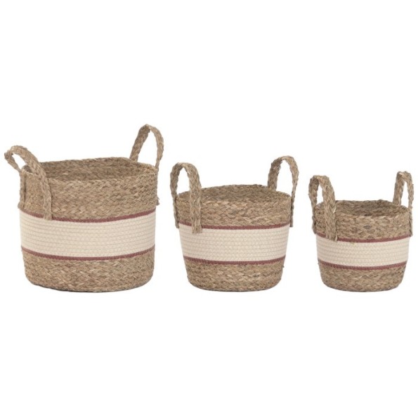 CESTA SET 3 FIBRA ALGODON 28X28X32 MELOCOTON