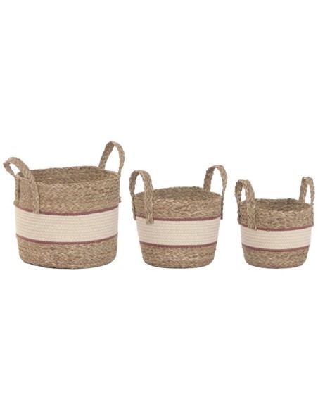 CESTA SET 3 FIBRA ALGODON 28X28X32 MELOCOTON