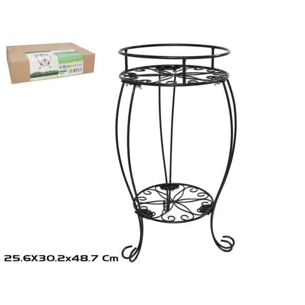 MACETERO DOS PISOS LORCA 30.2X30,2X48,7 NEGRO