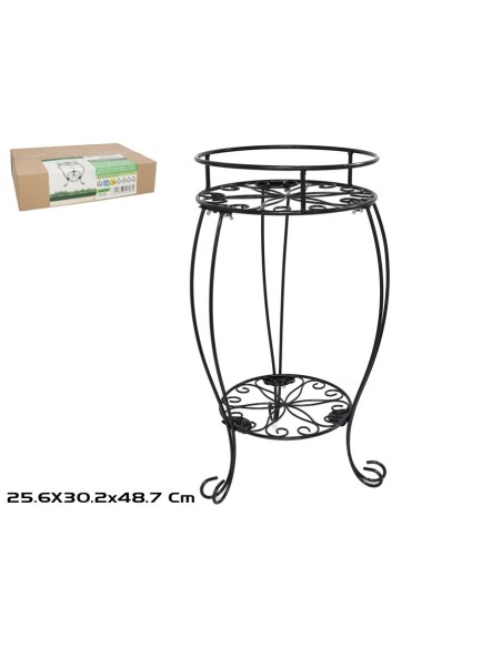 MACETERO DOS PISOS LORCA 30.2X30,2X48,7 NEGRO