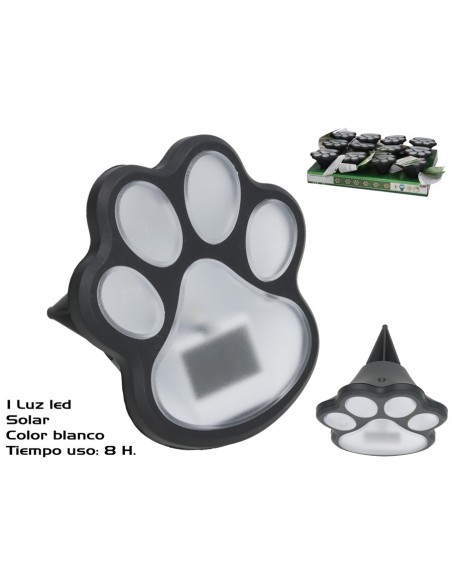 LAMPARA JARDIN + PANEL SOLAR LED HUELLA PERRO 8H 9