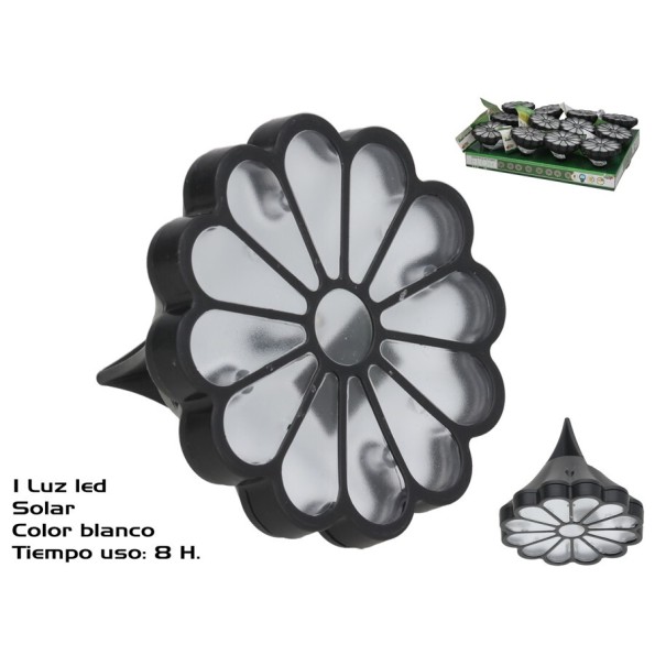 LAMPARA JARDIN + PANEL SOLAR LED FLOR 8H 9X9X8CM