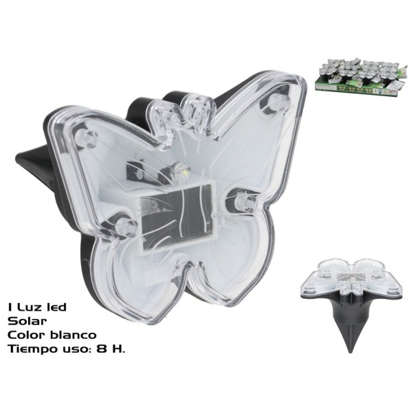 LAMPARA JARDIN + PANEL SOLAR LED MARIPOSA 8H 9X9X8