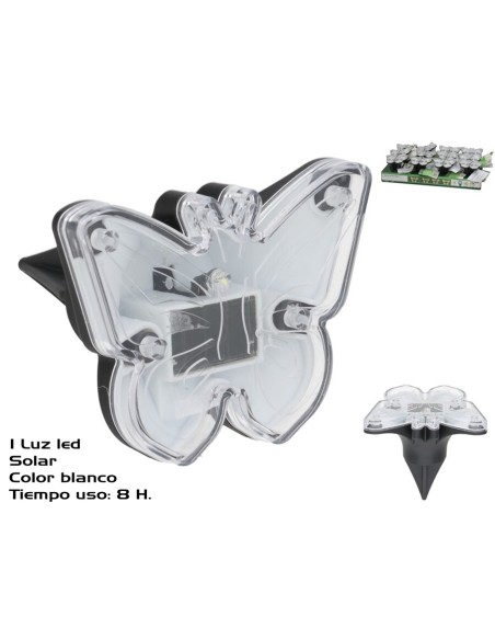 LAMPARA JARDIN + PANEL SOLAR LED MARIPOSA 8H 9X9X8
