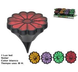 LAMPARA JARDIN + PANEL SOLAR LED FLOR COLOR 8H 9X9