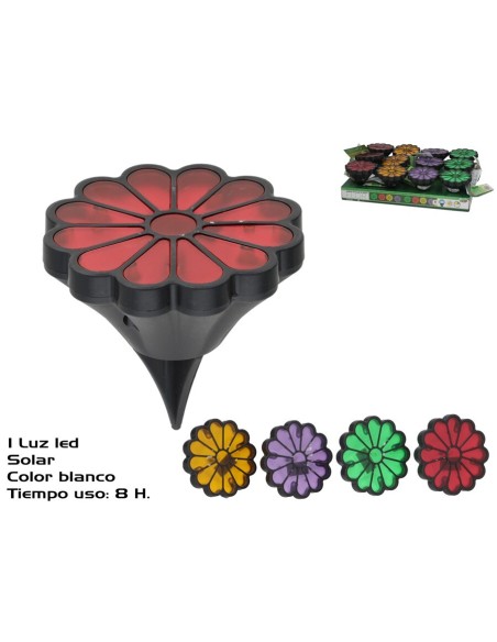 LAMPARA JARDIN + PANEL SOLAR LED FLOR COLOR 8H 9X9
