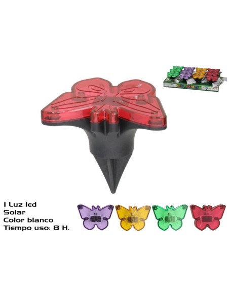 LAMPARA JARDIN + PANEL SOLAR LED MARIPOSA 8H 9X9X8 (2651)