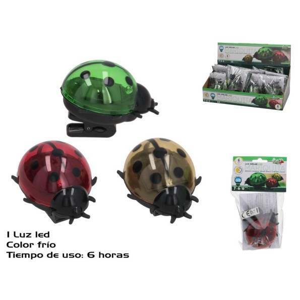 LUZ SOLAR LED FRIA C/CLIP MARIQUITA 6H 7.5X6X6.5CM