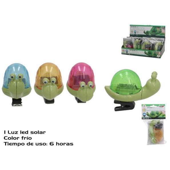 LUZ SOLAR LED FRIA C/CLIP CARACOL 6H 10X5.5X8CM 3