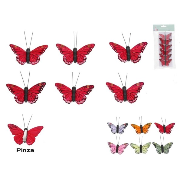 MARIPOSAS X6 C/CLIP ROSALIN 7X4X1,5CM