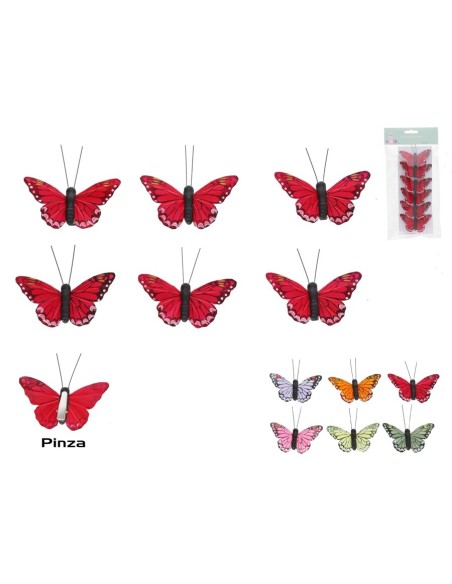 MARIPOSAS X6 C/CLIP ROSALIN 7X4X1,5CM