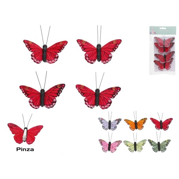 MARIPOSAS X4 C/CLIP ROSALIN 9X5X1,5CM