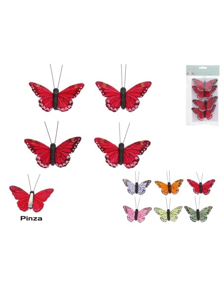 MARIPOSAS X4 C/CLIP ROSALIN 9X5X1,5CM