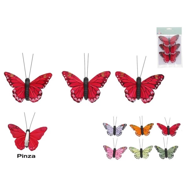 MARIPOSAS X3 C/CLIP ROSALIN 12X7X1,5CM