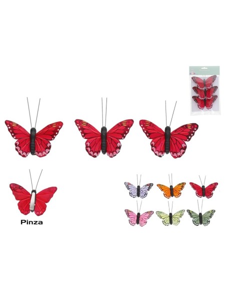 MARIPOSAS X3 C/CLIP ROSALIN 12X7X1,5CM