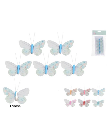 MARIPOSAS X5 C/CLIP CANDELA 7X4X1,5CM