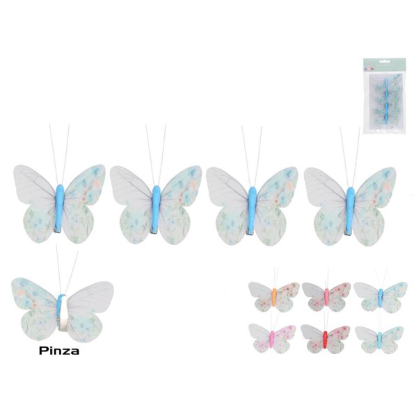 MARIPOSAS X4 C/CLIP CANDELA 9X5X1,5CM