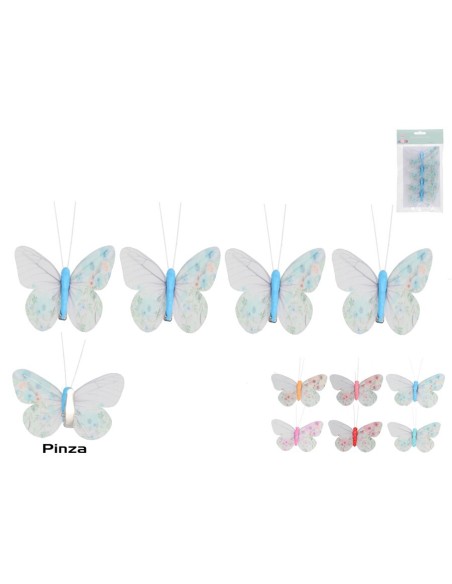MARIPOSAS X4 C/CLIP CANDELA 9X5X1,5CM