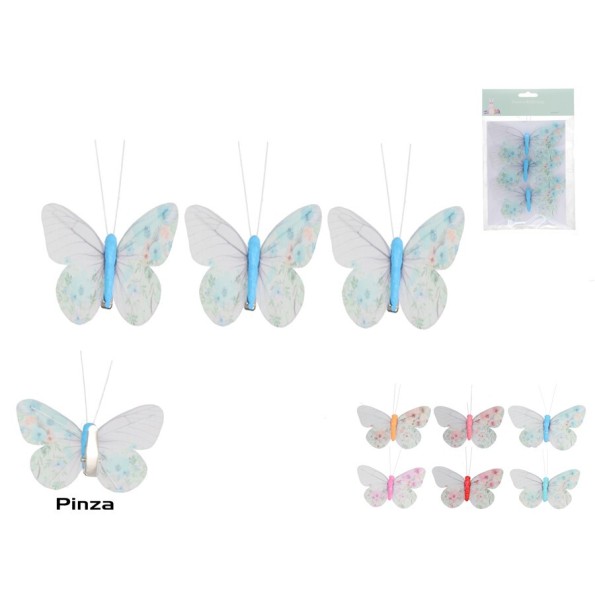MARIPOSAS X3 C/CLIP CANDELA 12X7X1,5CM