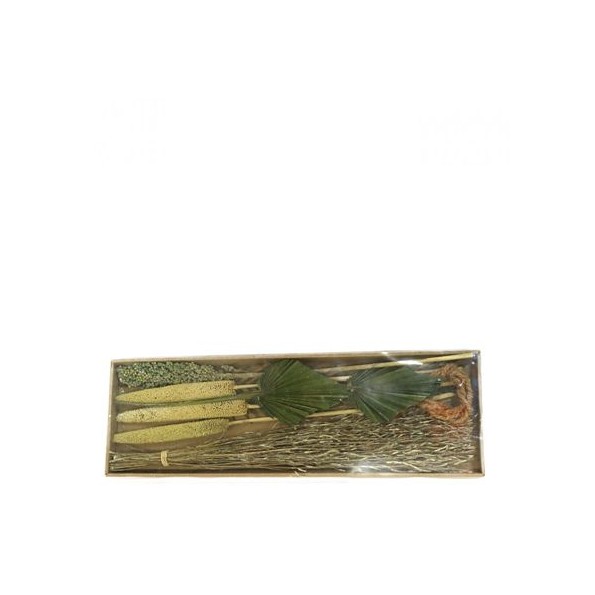 DRIED FLOWERS IN TRAY 57x18x3cm MOSSGREEN