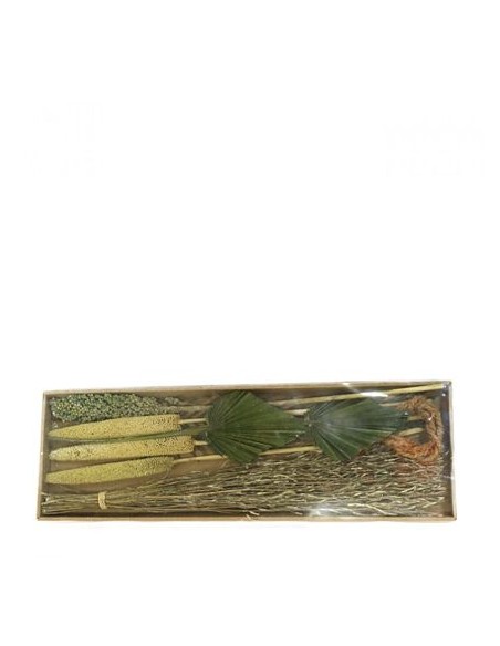 DRIED FLOWERS IN TRAY 57x18x3cm MOSSGREEN
