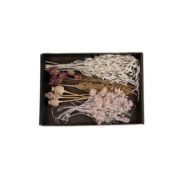 DRIED FLOWERS MIX TRAY 38x26x5cm PINK